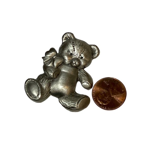 Teddy Bear Pewter Jewelry Pin Brooch Vintage - Picture 4 of 9